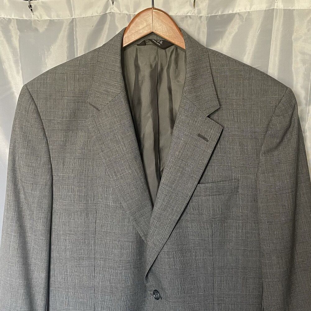 Jos.A.Bank Blazer Men's 44L Wool Plaid Windowpane Single Vent Sports Coat - Picture 3 of 10
